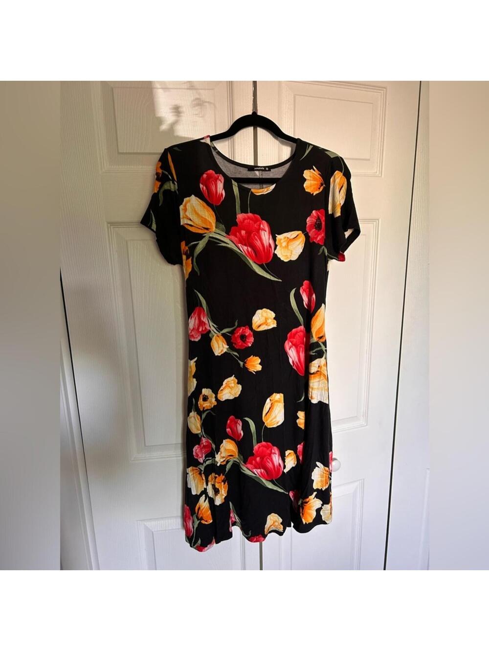 Annabelle Red and Yellow A-line Midi Dress